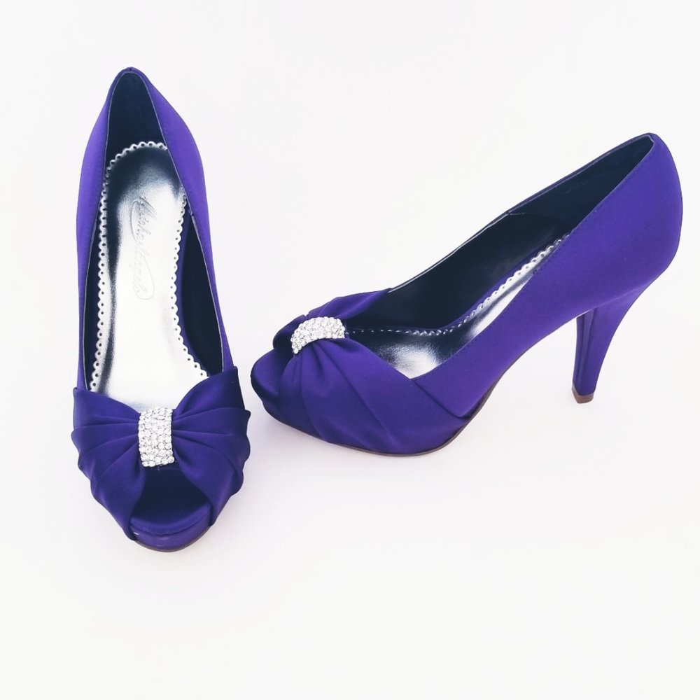 Purple Open Toe Heels by Michael Angelo